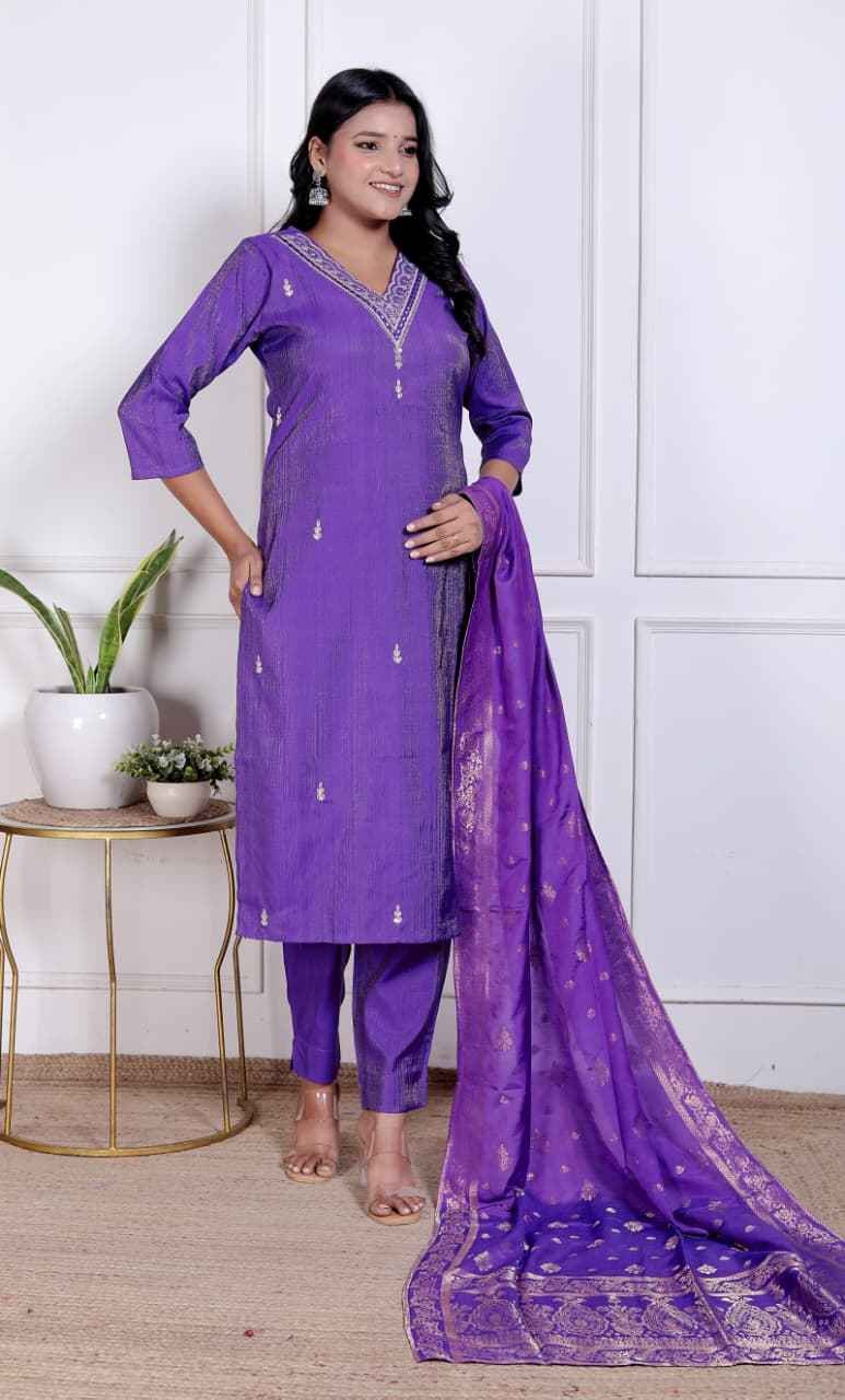 Purple  Zari Elegance Kurta Set